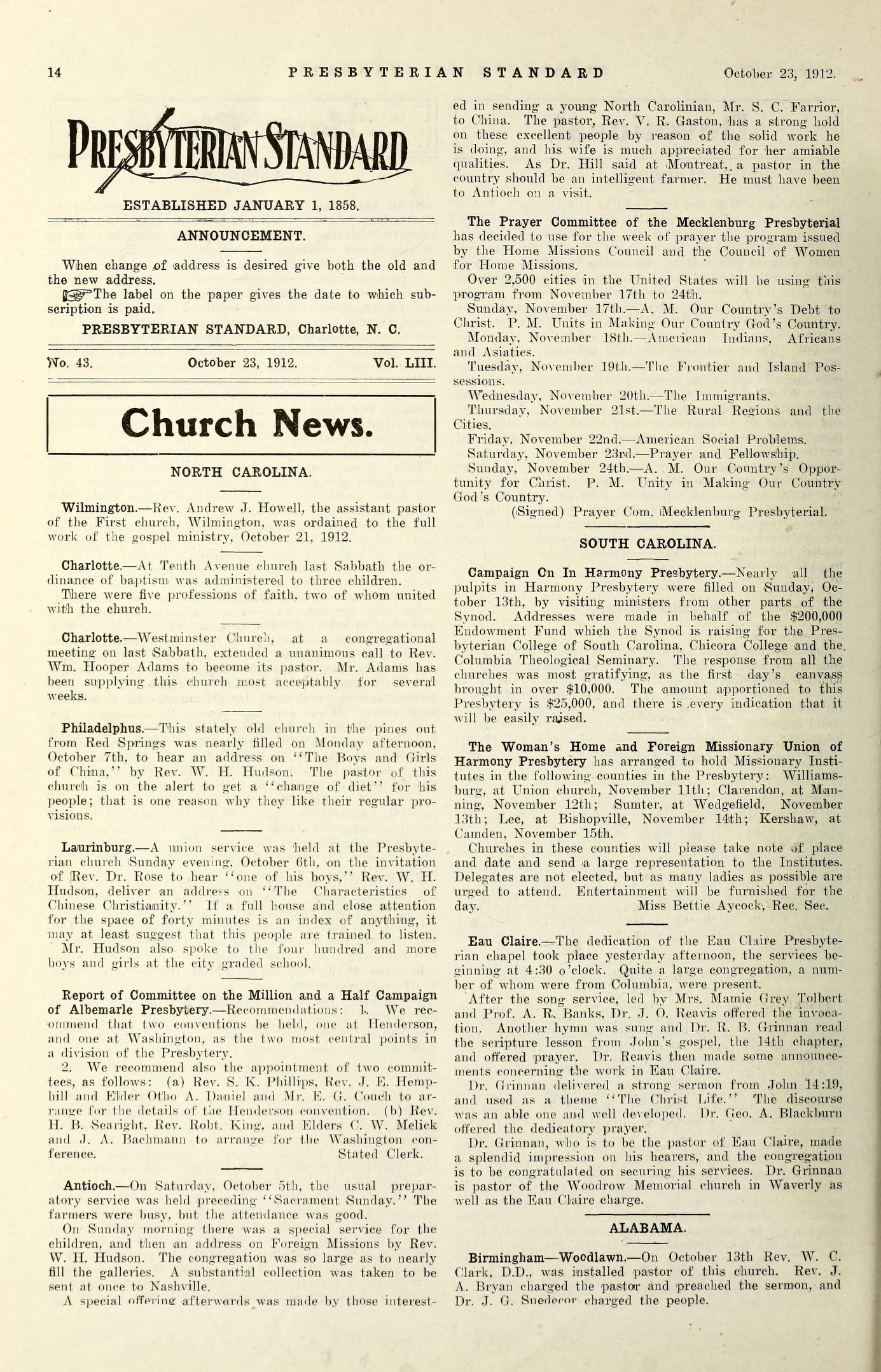 Woodlawn Pastor Installed